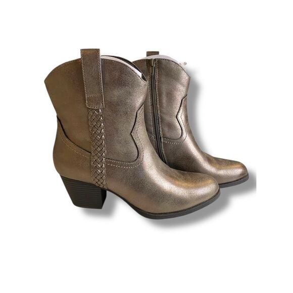 Size 10M Frye & Co Womens Daxx Boots Stacked Platinum Western - Picture 1 of 7